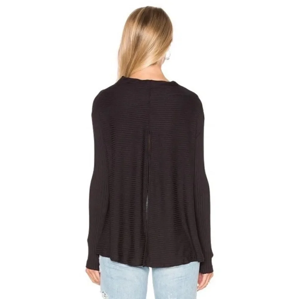FREE People We the Free Lover Ribbed Split Back Pullover In Black Size XS